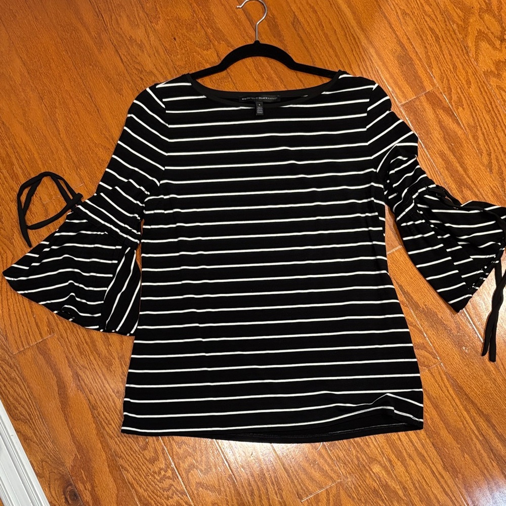 WHBM Black and White Striped Women's Top